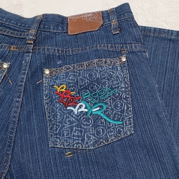 VINTAGE Rocawear Rainbow Graphic Baggy Fit Wide Leg High Rise Skater Jeans - Picture 12 of 16